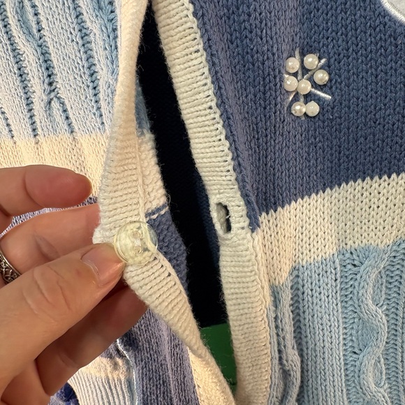 Holiday Editions Blue and White Snowman V-Neck Sweater Vest - Picture 11 of 12